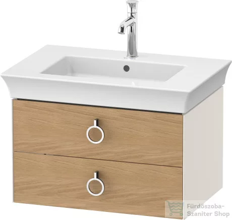 Duravit WHITE TULIP mosdó alá építhető függesztett 2 fiókos alsószekrény,684 x 458 mm,Nordic White High Gloss/Natural Oak solid WT43510H5H4