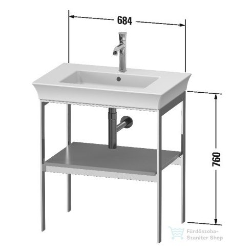 Duravit WHITE TULIP fém állvány 236375-ös mosdóhoz,fa polccal, Taupe Satin Matt Lacquer WT454006060