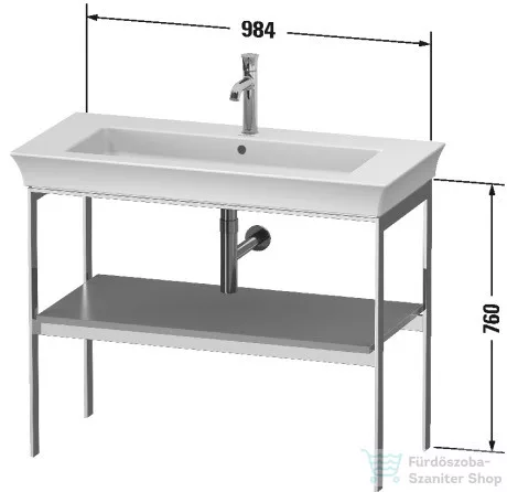 Duravit WHITE TULIP fém állvány 236310-es mosdóhoz,fa polccal,Stone Grey High Gloss WT45410H2H2