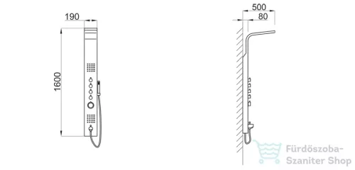 Wellis Mariner silver zuhanypanel WZ00086