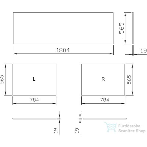 Ravak 80 cm-es MDF jobbos oldallap,fehér X000001065