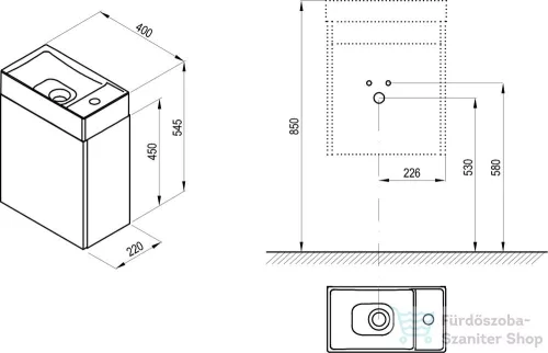 Ravak SD VEDA 400 40x22 cm-es 1 ajtós szekrény mosdó nélkül,X000001386