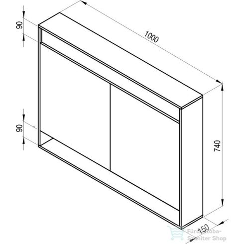 Ravak MC STEP 1000 100x74x15 cm-es tükrös szekrény LED világítással, kapcsoló nélkül,fehér X000001421