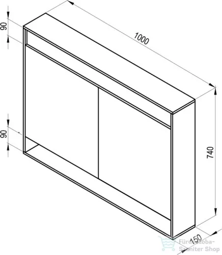 Ravak MC STEP 1000 100x74x15 cm-es tükrös szekrény LED világítással, kapcsoló nélkül,fehér X000001421