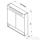 Ravak MC CLASSIC II 600 60x76x14 cm-es tükrös szekrény LED világítással, kapcsoló nélkül,fehér X000001469