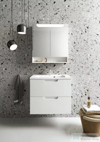 Ravak MC CLASSIC II 600 60x76x14 cm-es tükrös szekrény LED világítással, kapcsoló nélkül,fehér X000001469