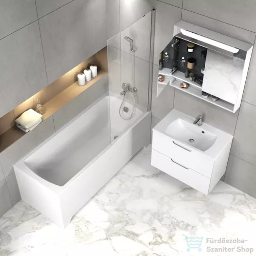 Ravak MC CLASSIC II 700 70x76x14 cm-es tükrös szekrény LED világítással, kapcsoló nélkül,fehér X000001470