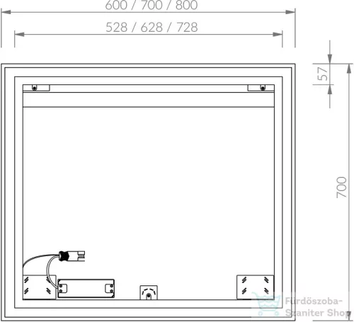 Ravak OBLONG 60x70 cm-es tükör LED világítással,X000001562