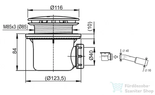 Ravak PROFESSIONAL 90 zuhanytálca szifon, króm X01309