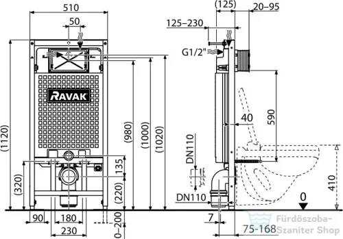 Ravak WC tartály talpazattal G II/1120 X01703