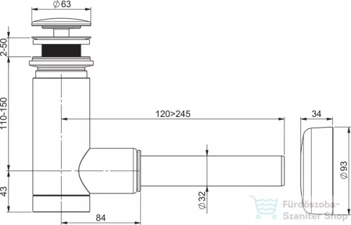 Ravak mosdó szifon fix (nem zárható) leeresztővel szekrénybe süllyeszthető Balance és Comfort mosdókhoz,X01723