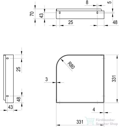 Ravak YARD 450 C tartókonzol Yard 450 C mosdóhoz, fekete X01780