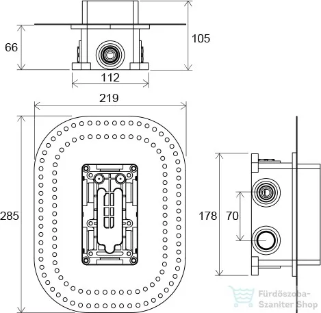 Ravak R-box Multi háromutas alaptest falba süllyesztett csaptelepekhez RB 071.50 X070074