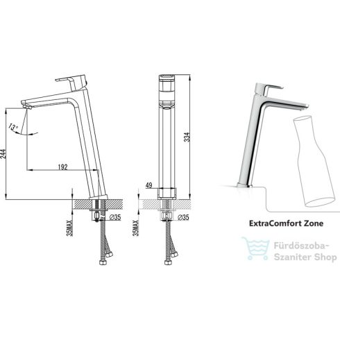 Ravak 10° TD álló mosdócsaptelep, leeresztő nélkül króm X070091