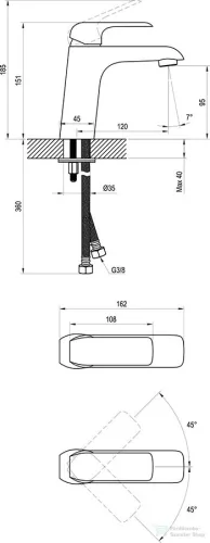 Ravak FLAT álló mosdó csaptelep, FL 014.00, leeresztő nélkül, króm X070118