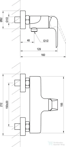 Ravak FLAT zuhany csaptelep, FL 032.00/150, króm X070121