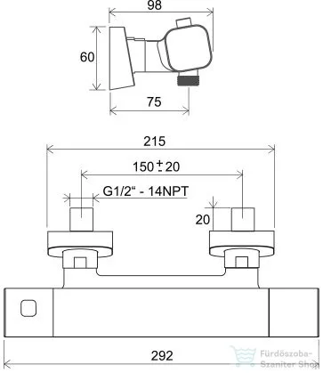 Ravak 10° Free termosztátos zuhanycsaptelep TD F 033.00/150  X070140