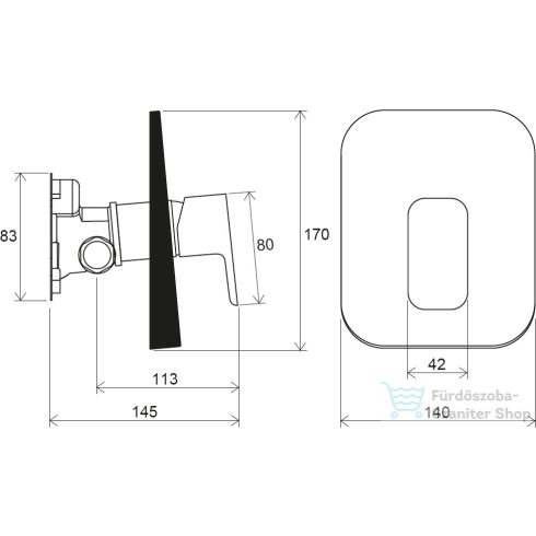 Ravak 10° Free black fekete falba süllyesztett csaptelep váltó nélkül, R-boxhoz TD F 066.20  X070159