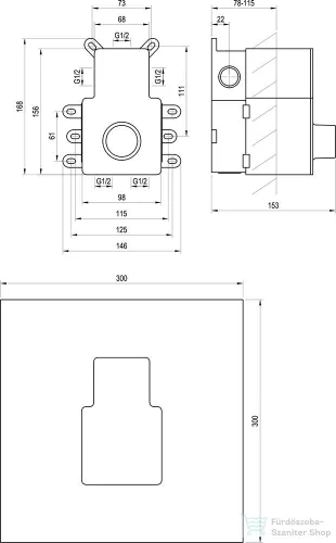 Ravak R-Box Termo 07C.50 alaptest termosztátos falsík alatti csaptelephez,X070232