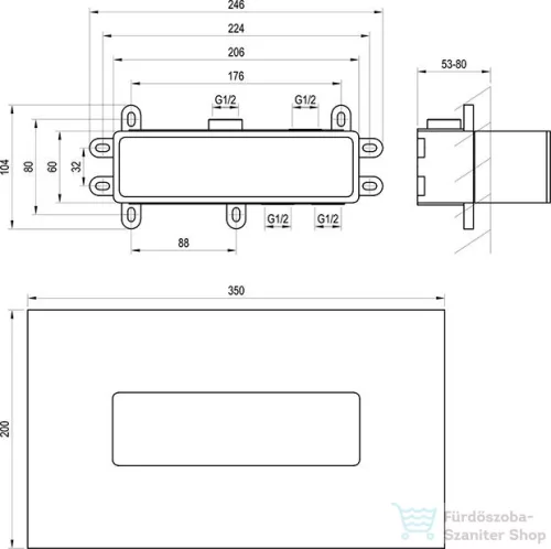 Ravak R-Box 07D.50 Horizontal alaptest falsík alatti csaptelephez,X070233