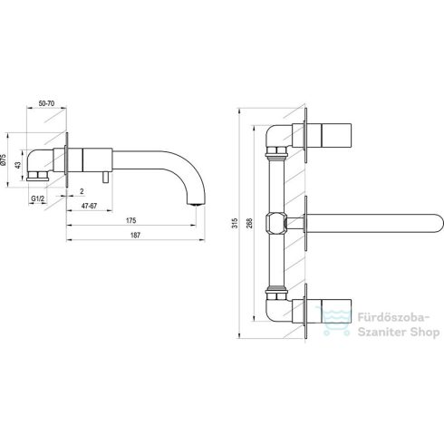 Ravak Espirit ES 019.20BLM.O1 falsík alatti mosdó csaptelep belső egységgel,Matt fkete X070276