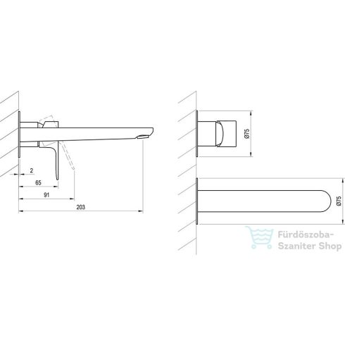 Ravak Eleganta falsík alatti mosdó csaptelep leeresztő és belső egység nélkül,Matt fkete X070292