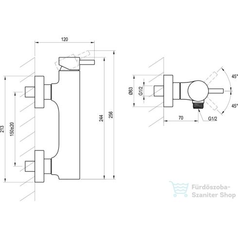 Ravak Espirit ES 032.20GB zuhany csaptelep zuhanyszett nélkül,Graphite brushed X070317