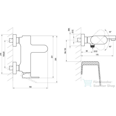 Ravak Eleganta kádöltő csaptelep zuhanyszett nélkül,Graphite brushed X070330