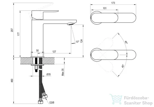 Ravak Chrome II mosdó csaptelep leeresztő nélkül, fekete X070458