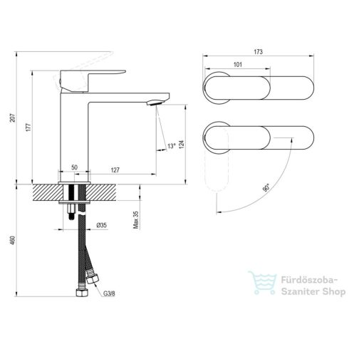 Ravak Chrome II BeCool mosdó csaptelep leeresztő nélkül, fekete X070460