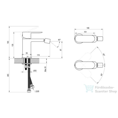 Ravak Chrome II bidécsaptelep, leeresztő nélkül, fekete X070465