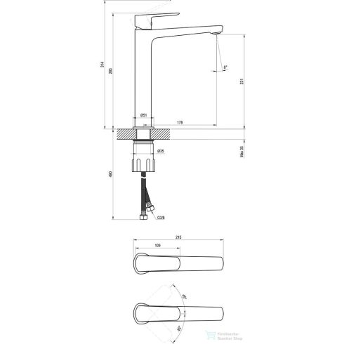 Ravak Life mosdó csaptelep 280 mm leeresztő nélkül, króm X070472