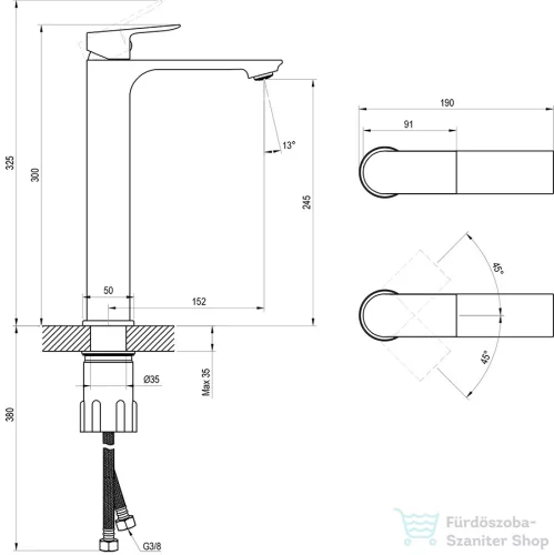 Ravak Plan mosdócsaptelep 300 mm, leeresztő nélkül, króm X070507