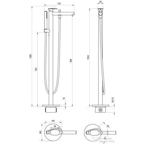 Ravak Spring szabadonálló kádcsaptelep zuhanyszettel, króm X070537