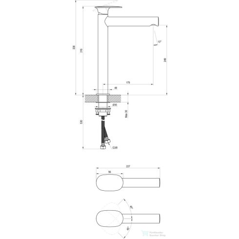 Ravak Spring mosdócsaptelep 315 mm, leeresztő nélkül, matt fehér X070567