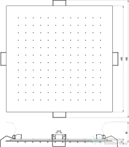 Ravak mennyezeti négyzet alakú fejzuhany 44x44 988.00CR  X07P1263