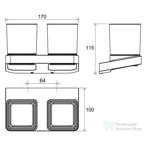 Ravak 10° TD 220.20 dupla pohártartó,fekete X07P558