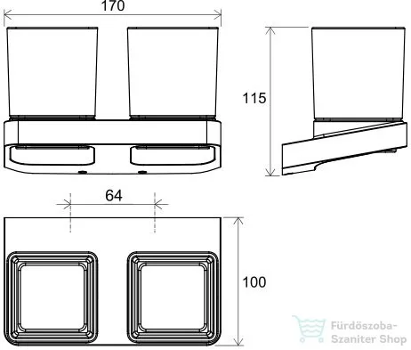 Ravak 10° TD 220.20 dupla pohártartó,fekete X07P558