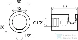 Ravak zuhanytartó gégecső csatlakozóval, fekete X07P572