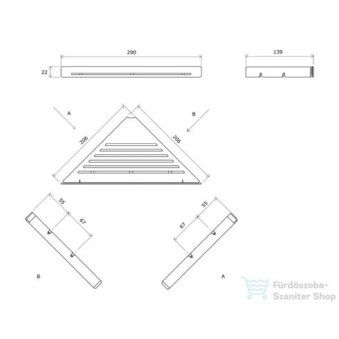 Ravak SLIM C 29x20,6x2.2 cm-es sarokpolc, szatén/króm X07P578