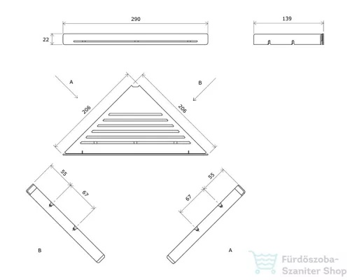 Ravak SLIM C 29x20,6x2.2 cm-es sarokpolc, szatén/króm X07P578
