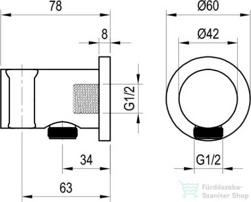 Ravak 706.21BLM zuhanytartó gégecső csatlakozóval,Black matt X07P672