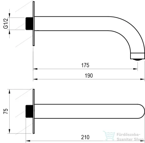 Ravak Espirit vízfeltöltő falikar kádhoz, fekete X07P799