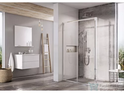 Ravak BLIX SLIM BLSDP2+BLSPS 100x80 cm-es tolóajtós zuhanykabin fix oldalfallal,króm/transparent X0PMA0C00Z1SET100BLSPS80