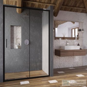   Ravak BLIX SLIM BLSDP2 -110 110 cm-es tolóajtó fix résszel,Fekete+Tansparent X0PMD0300Z1