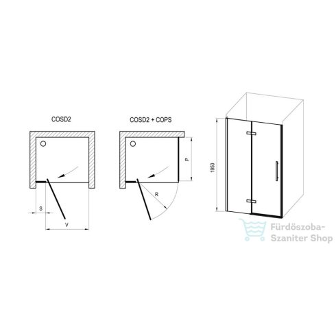 Ravak COOL! COSD1-110, 110 cm-es nyílóajtó, Fekete+Transparent X0VVDC300Z1