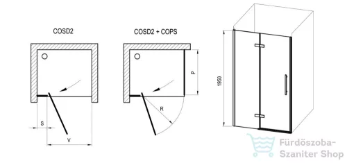 Ravak COOL! COSD1-110, 110 cm-es nyílóajtó, Fekete+Transparent X0VVDC300Z1