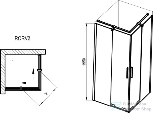 Ravak Roll RORV2 zuhanykabin 90x90 cm-es tolóajtós zuhanykabin, transparent üveg, króm  X14V70C00Z1