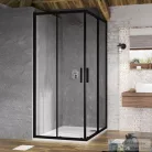 Ravak BLIX SLIM BLSRV2-80 80x80 cm-es tolóajtós zuhanykabin,Fekete+transparent X1LM40300Z1