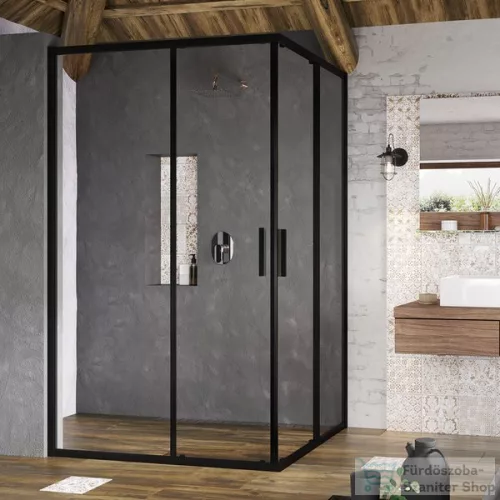 Ravak Blix Slim BLSRV2K-100 100 cm-es zuhanyajtó (csak az egyik oldal),fekete+transparent X1XMA0300Z1